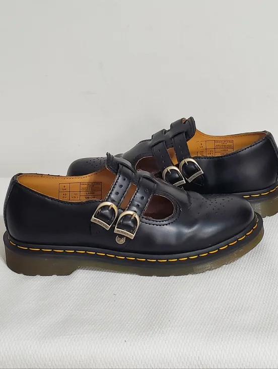Dr. Martens Mary Jane Double Buckle 12916 Black Smooth Leather Womens 11 - Picture 3 of 9